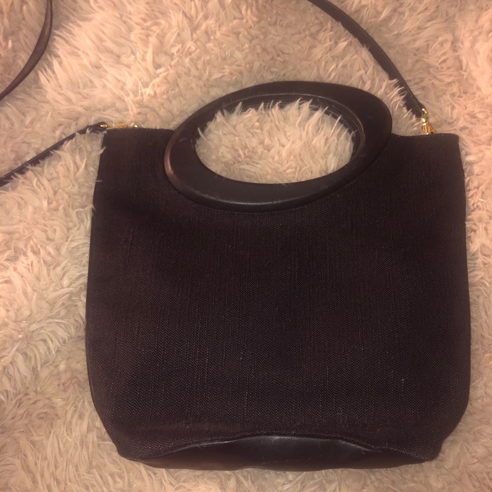 Vintage Rodo Italy Black Genuine Leather Bermuda Bag